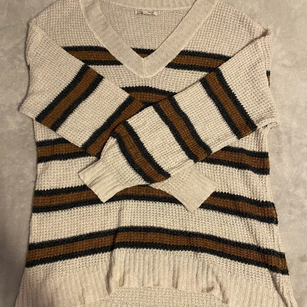 Striped Cream AE Outfitters Throw Sweater